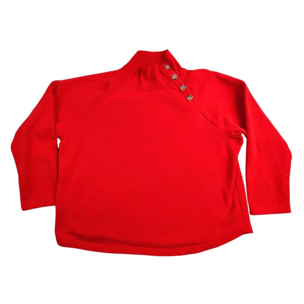 J Crew Mock Neck Quarter Button Women's Sweatshirt Size 2x